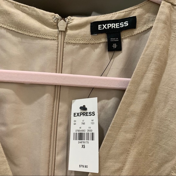 Express Linen-Blend Puff Sleeve Romper SZ XS - Picture 5 of 5